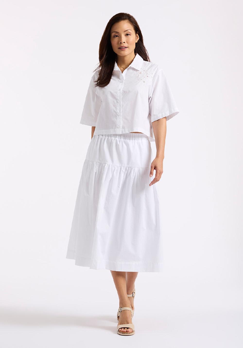 Buffalo David Bitton Jupe Midi à étages Lupita Pour Femme Blanc