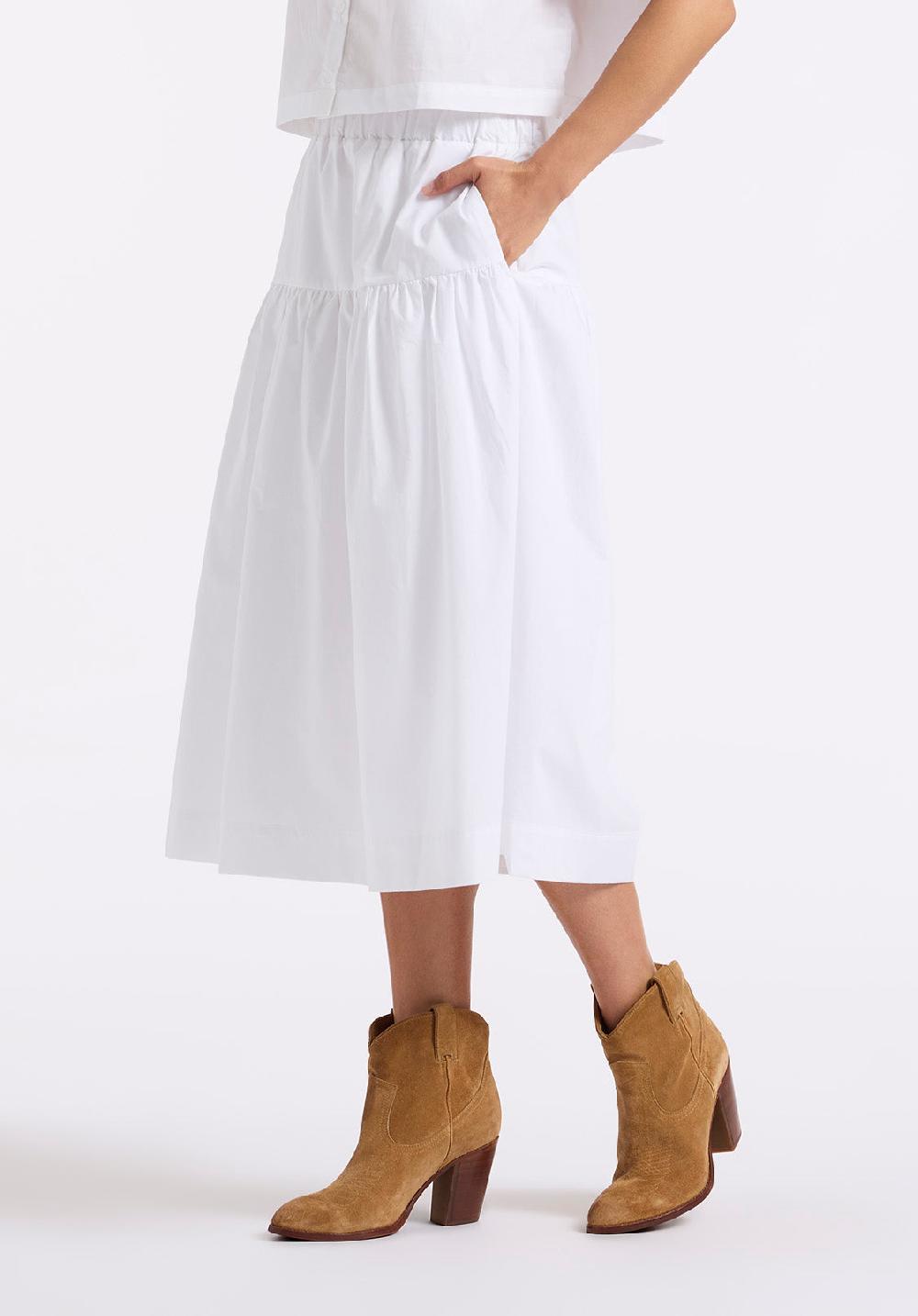 Buffalo David Bitton Jupe Midi à étages Lupita Pour Femme Blanc