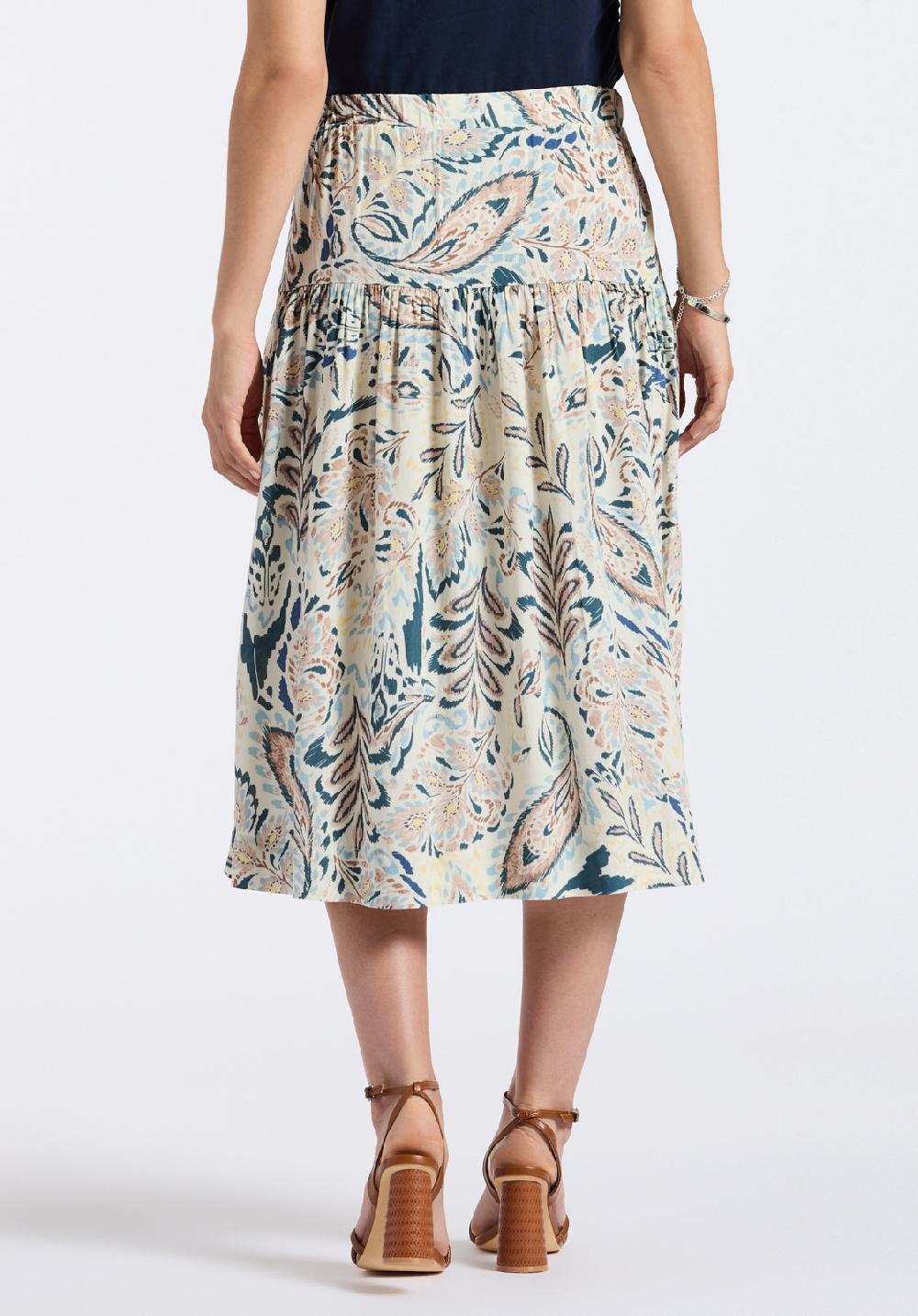 Buffalo David Bitton Jupe Midi à Imprimé Floral à Volants Pour Femme Lupita Motif Paisley