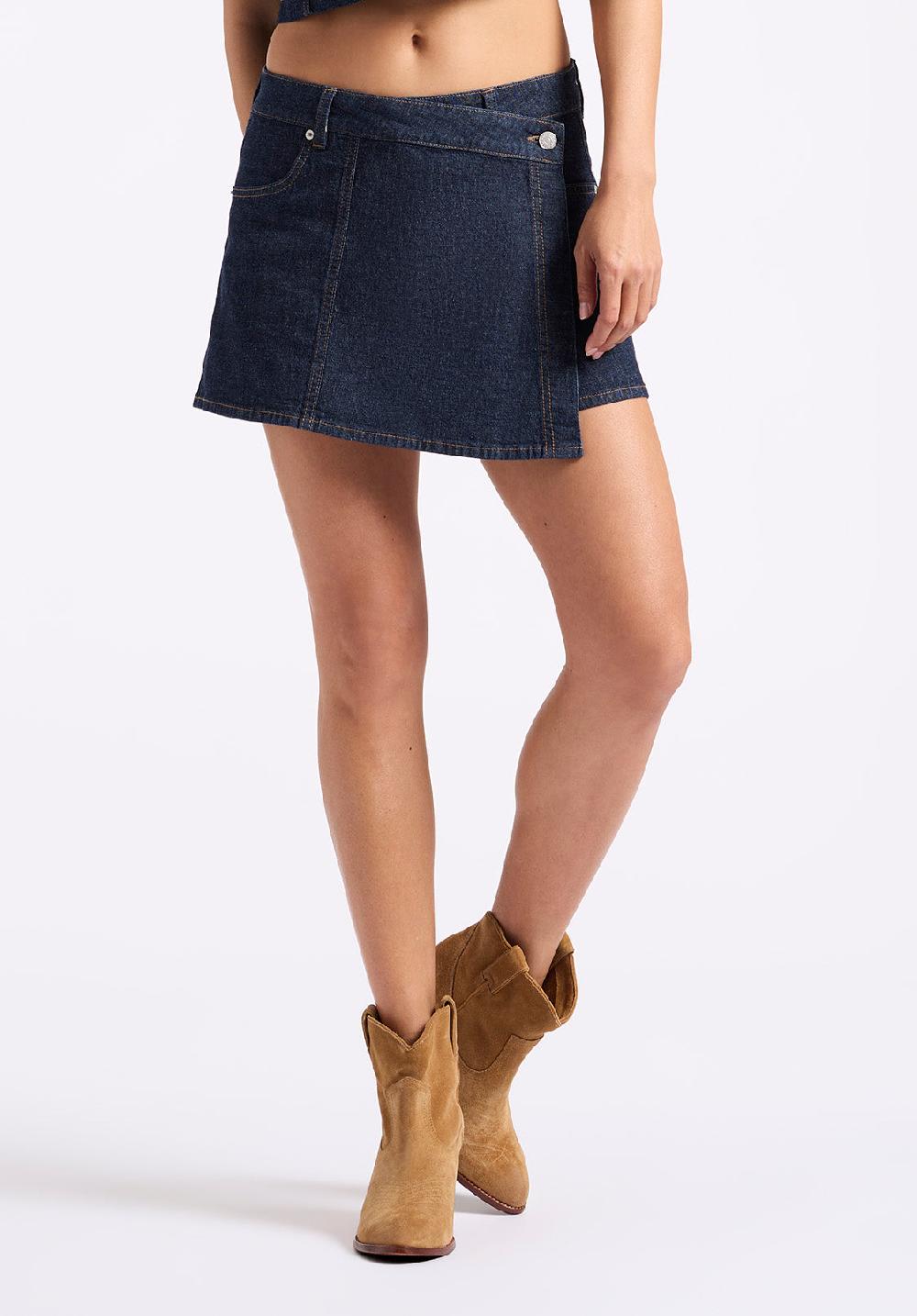 buffalo david bitton Jupe-short en denim pour femme Olivia avec détail superposé Indigo