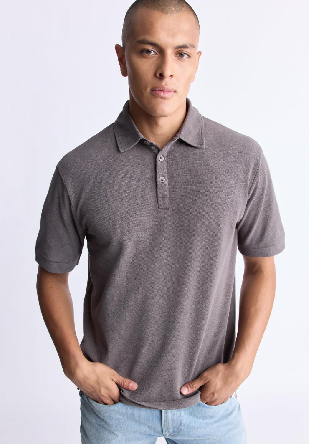Buffalo David Bitton Kabold Men's Classic Polo Charcoal