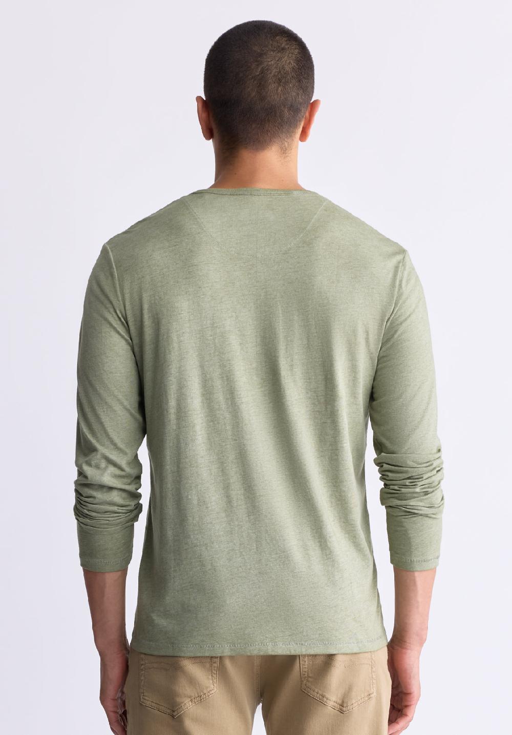 Buffalo David Bitton Kaduk Men's Long-Sleeve Burnout Henley Top Army Green