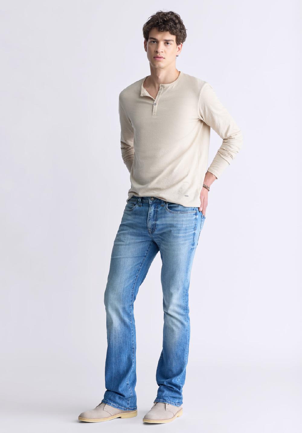 Buffalo David Bitton Kaduk Men's Long-Sleeve Burnout Henley Top Irish Cream