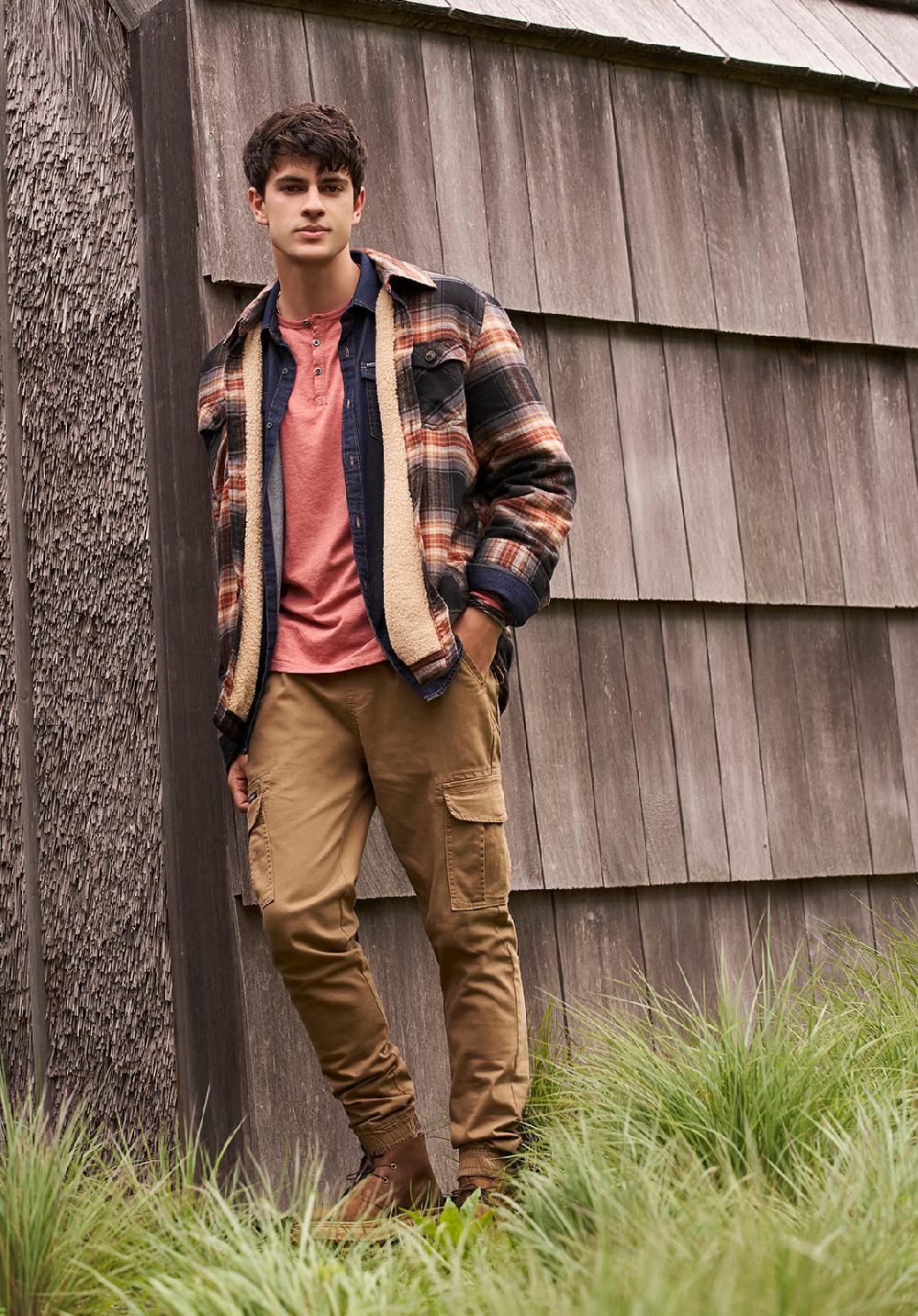 Buffalo David Bitton Kaduk Men's Long-Sleeve Burnout Henley Top Red Ochre