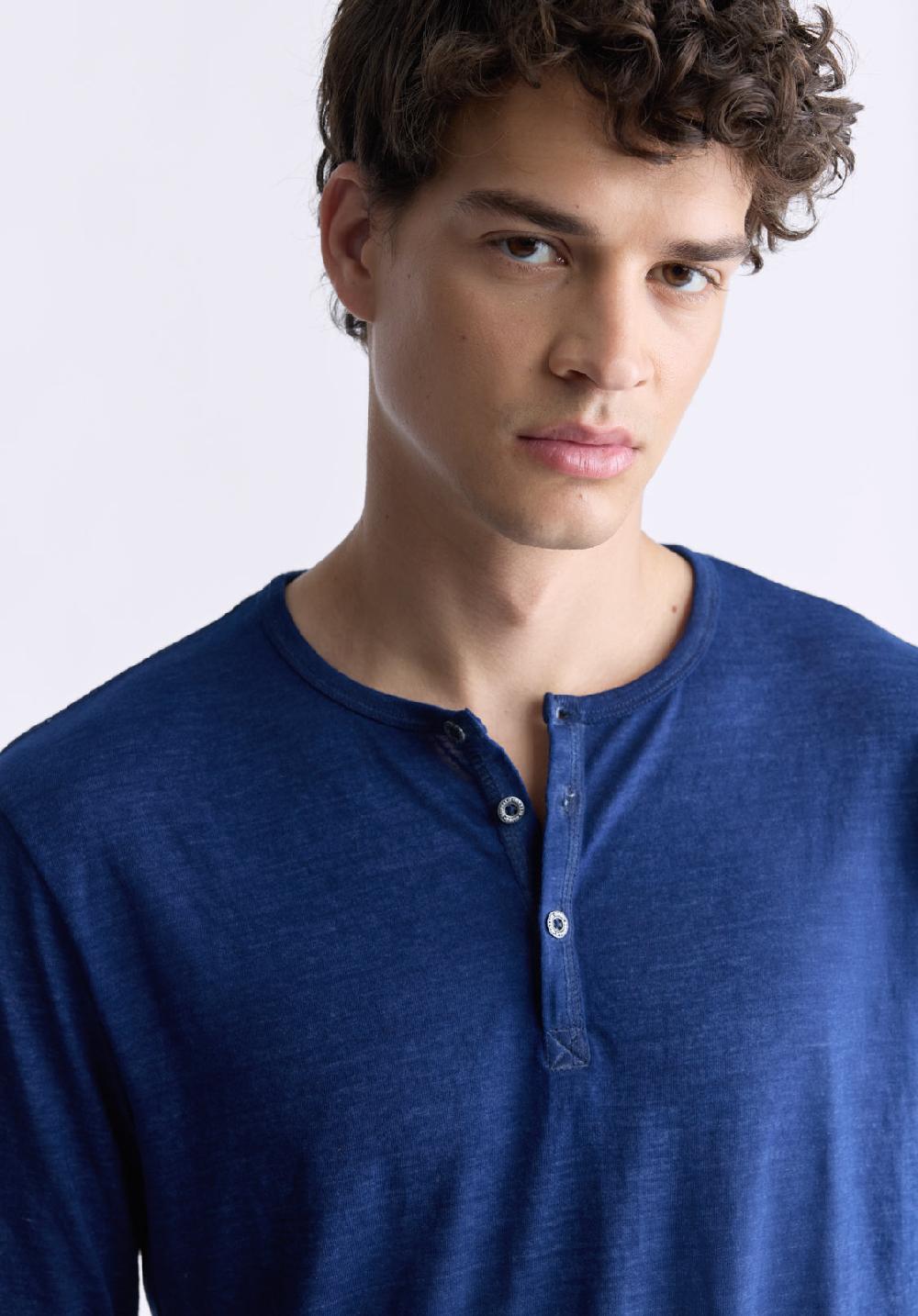 Buffalo David Bitton Kaduk Men's Long-Sleeve Burnout Henley Top Whale