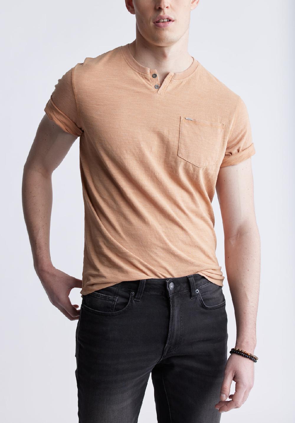 buffalo david bitton Kadya Short Sleeve Men's Henley Tan
