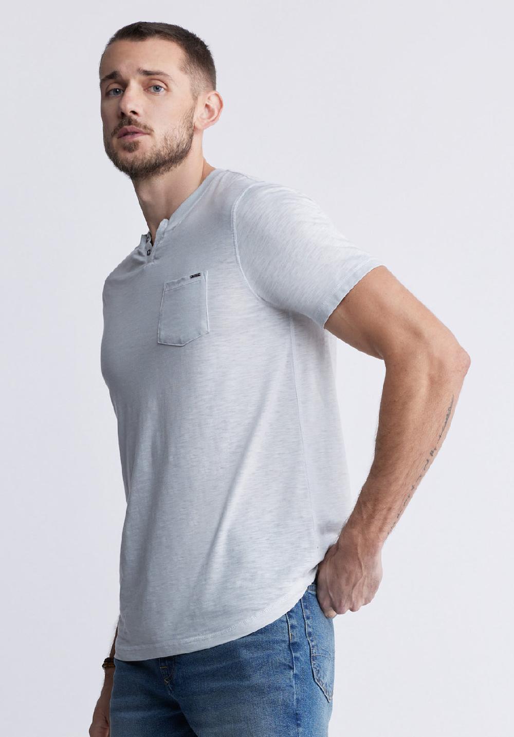 Buffalo David Bitton Kadyo Men's Pocket Henley Top In Charlie Grey