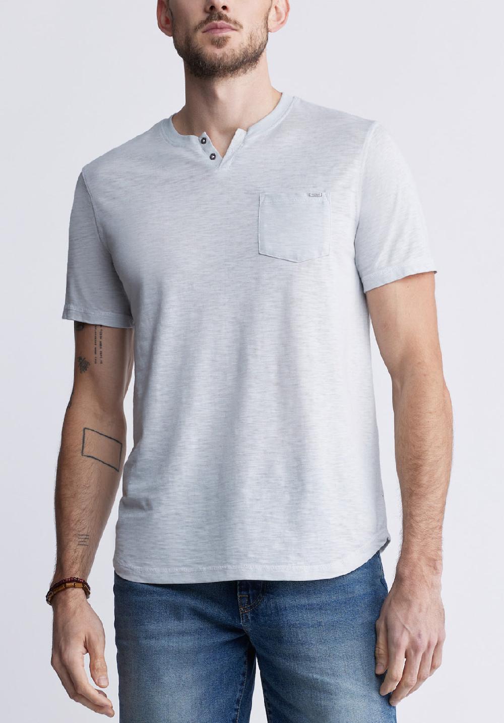 buffalo david bitton Kadyo Men's Pocket Henley Top in Charlie Grey