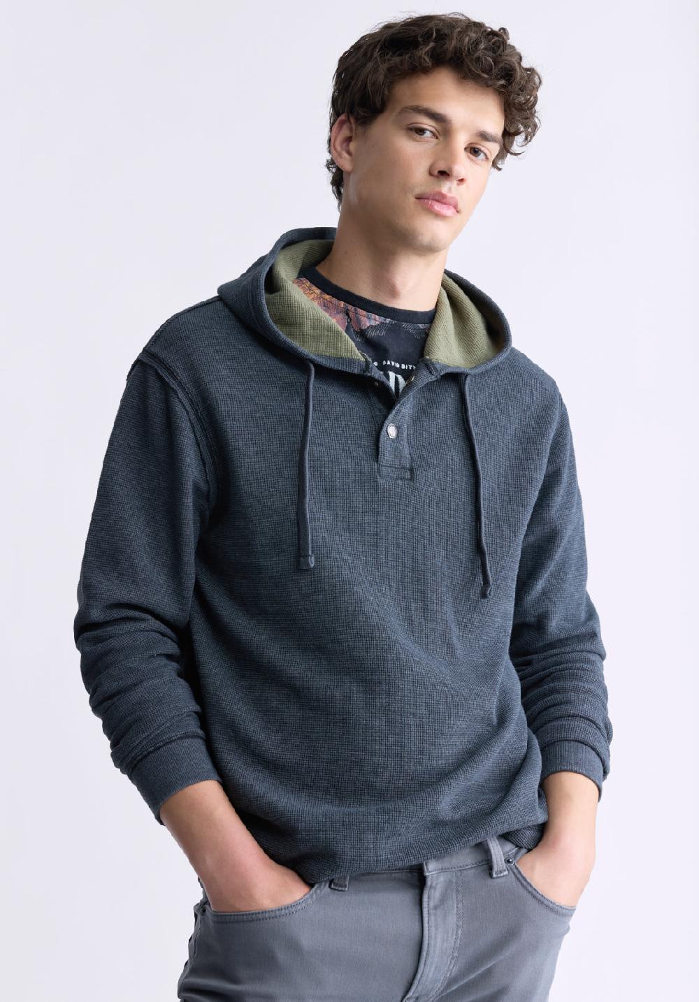 Buffalo David Bitton Kafom Men's Hooded Long-Sleeve Top Black