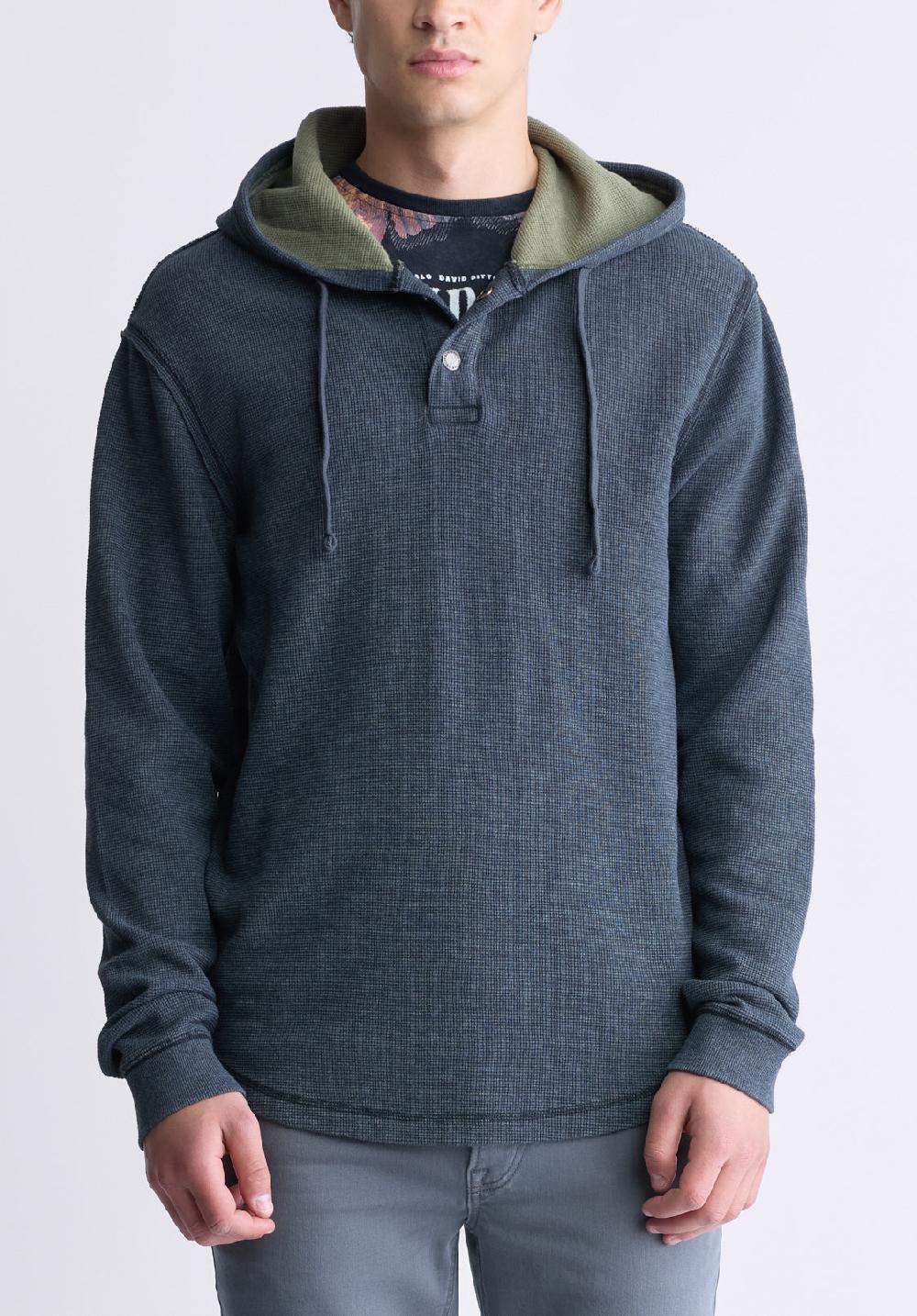 buffalo david bitton Kafom Men's Hooded Long-Sleeve Top Black