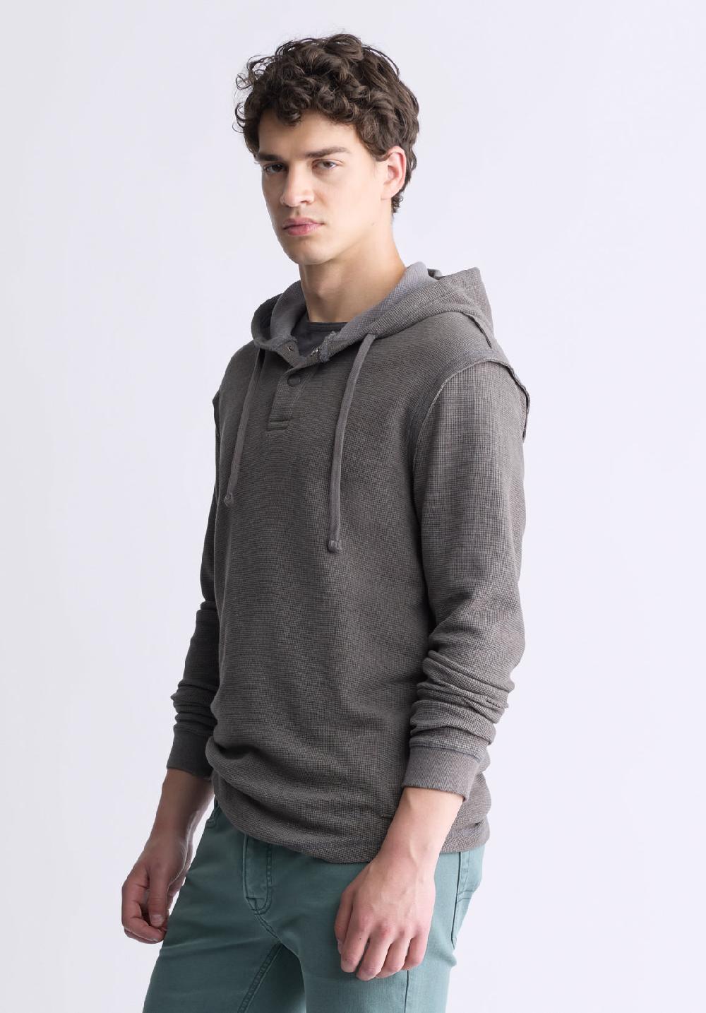 Buffalo David Bitton Kafom Men's Hooded Long-Sleeve Top Chocolate