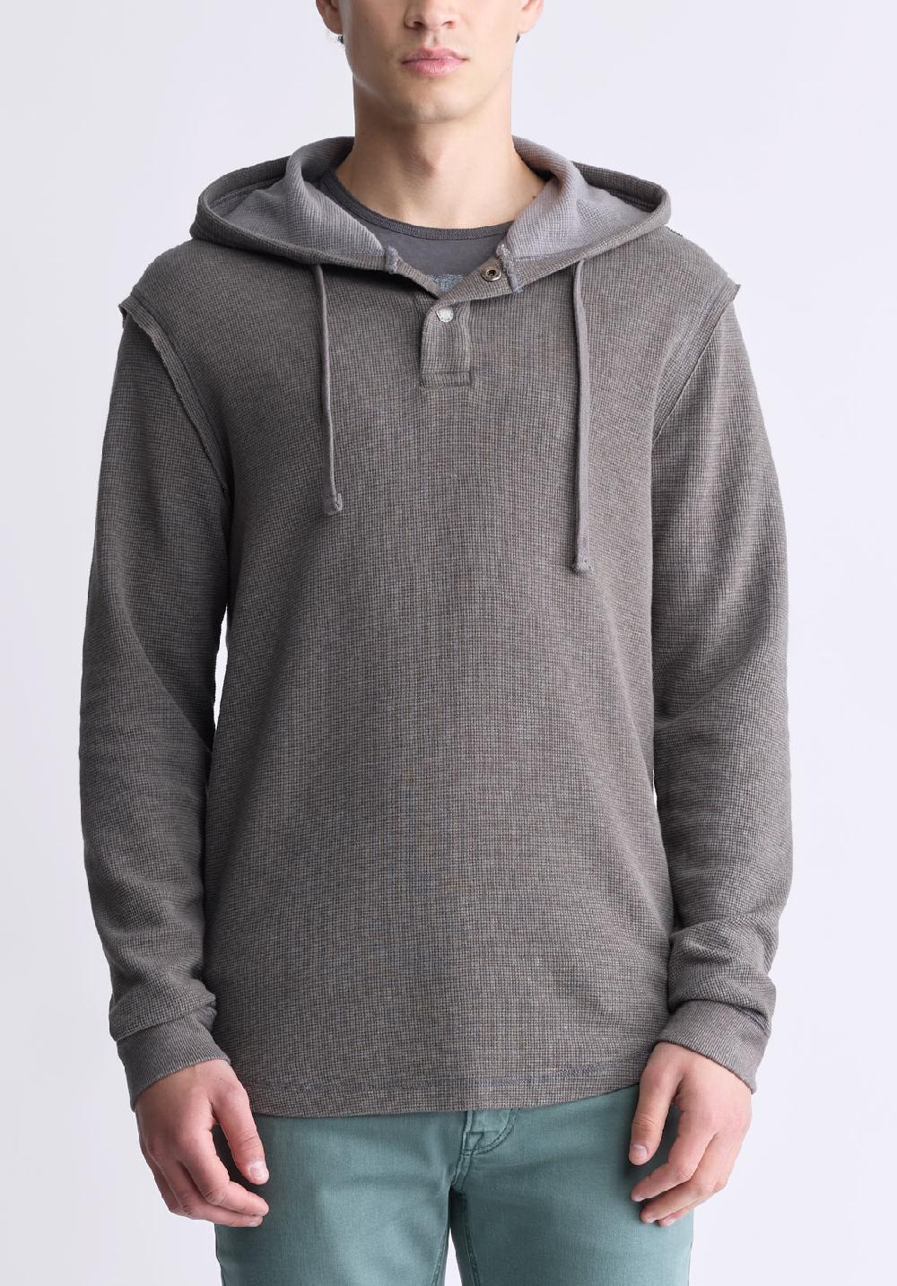 buffalo david bitton Kafom Men's Hooded Long-Sleeve Top Chocolate