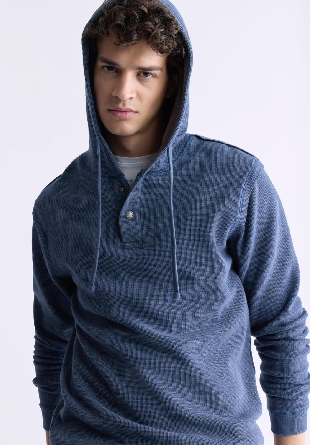 Buffalo David Bitton Kafom Men's Hooded Long-Sleeve Top Midnight Blue