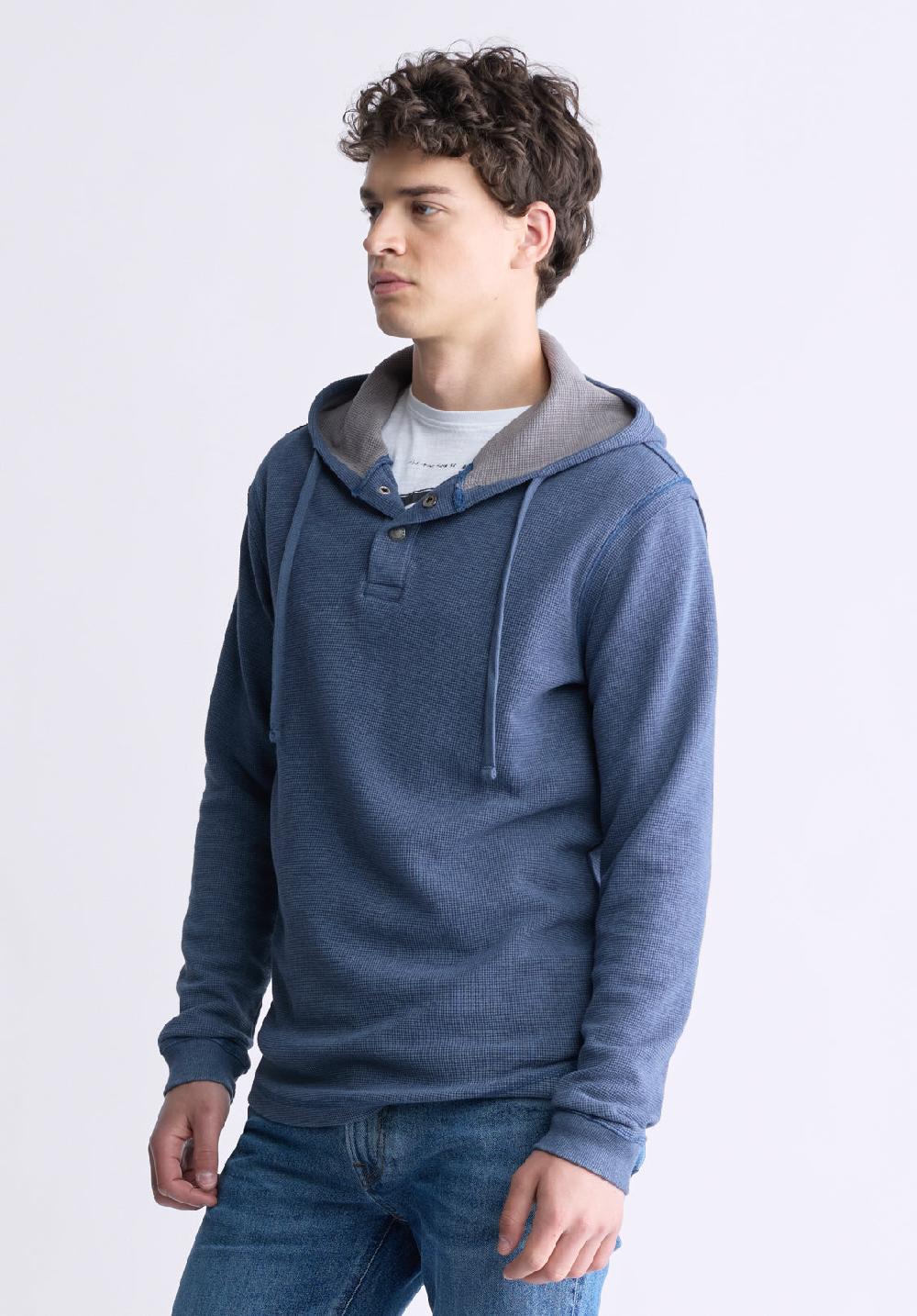 Buffalo David Bitton Kafom Men's Hooded Long-Sleeve Top Midnight Blue