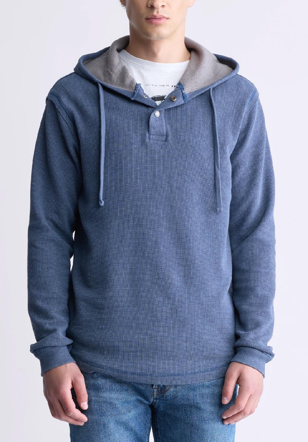 buffalo david bitton Kafom Men's Hooded Long-Sleeve Top Midnight Blue