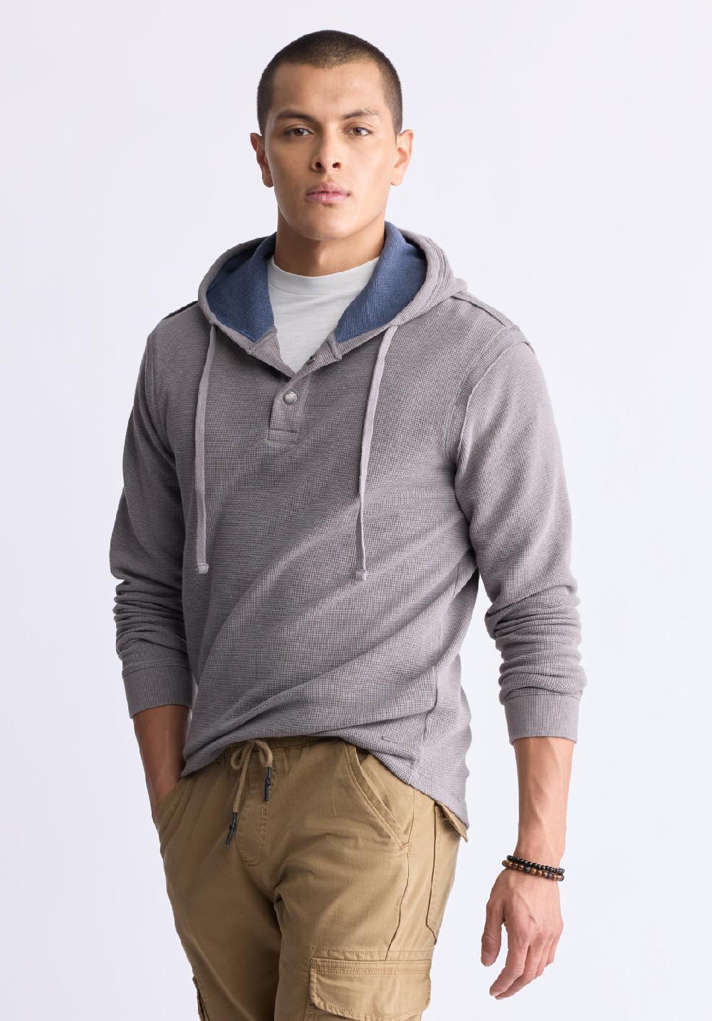 Buffalo David Bitton Kafom Men's Hooded Long-Sleeve Top Sky Grey