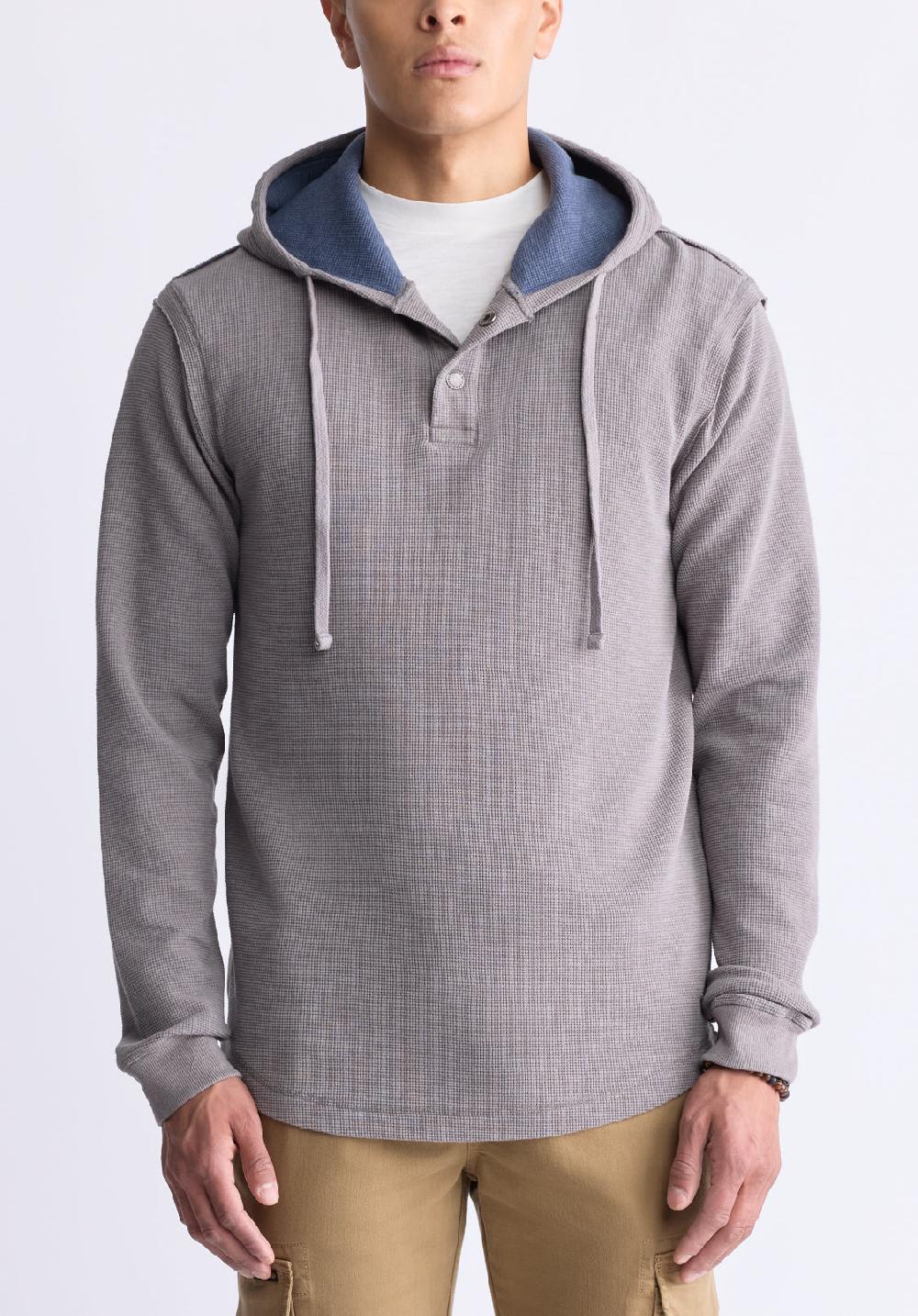 buffalo david bitton Kafom Men's Hooded Long-Sleeve Top Sky Grey
