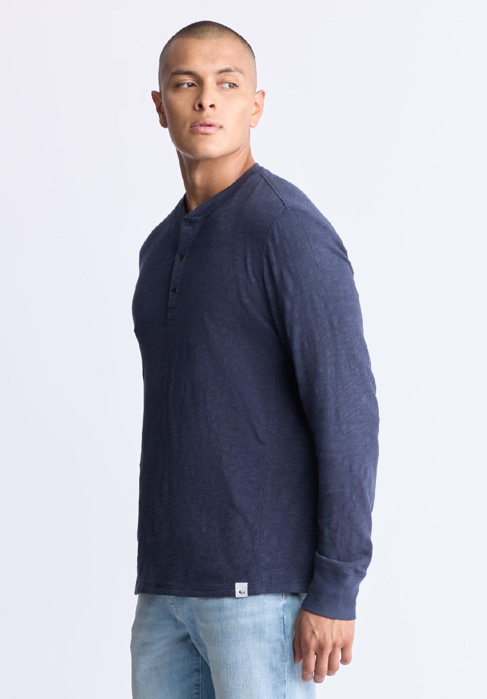 Buffalo David Bitton Kandid Men's Long-Sleeve Henley Top Midnight Blue
