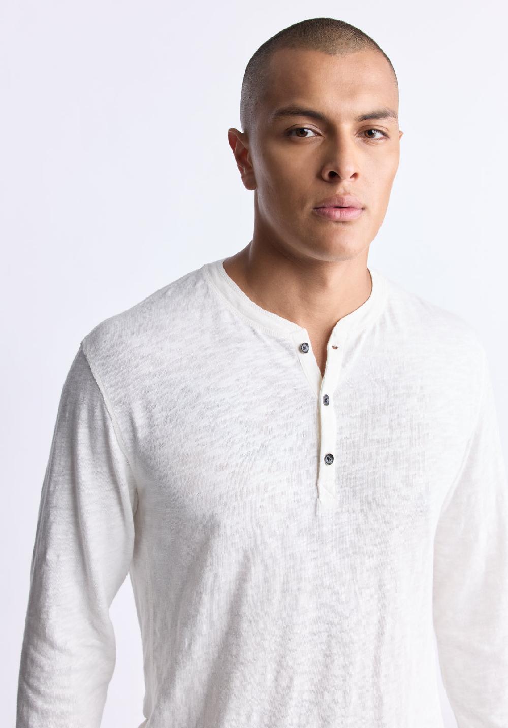 Buffalo David Bitton Kandid Men's Long-Sleeve Henley Top Milk