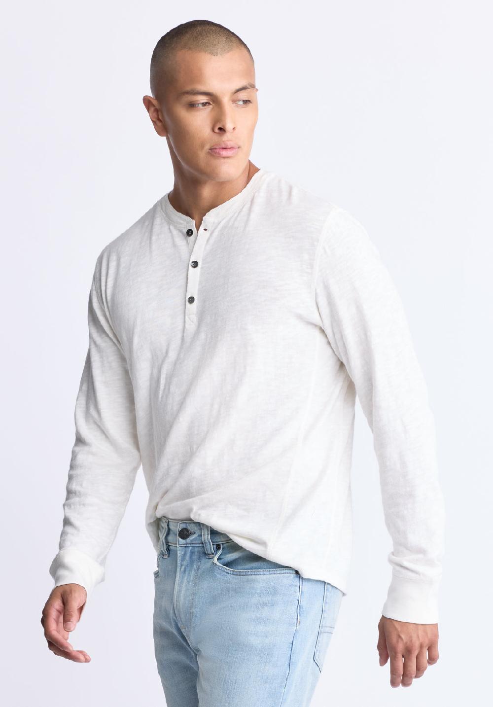 Buffalo David Bitton Kandid Men's Long-Sleeve Henley Top Milk