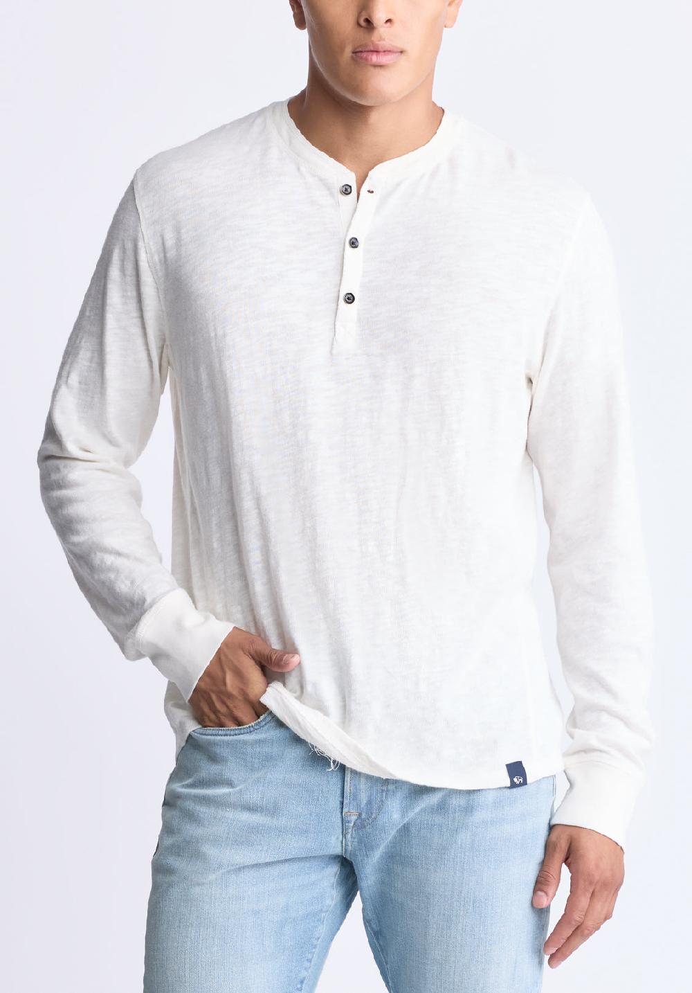 buffalo david bitton Kandid Men's Long-Sleeve Henley Top Milk