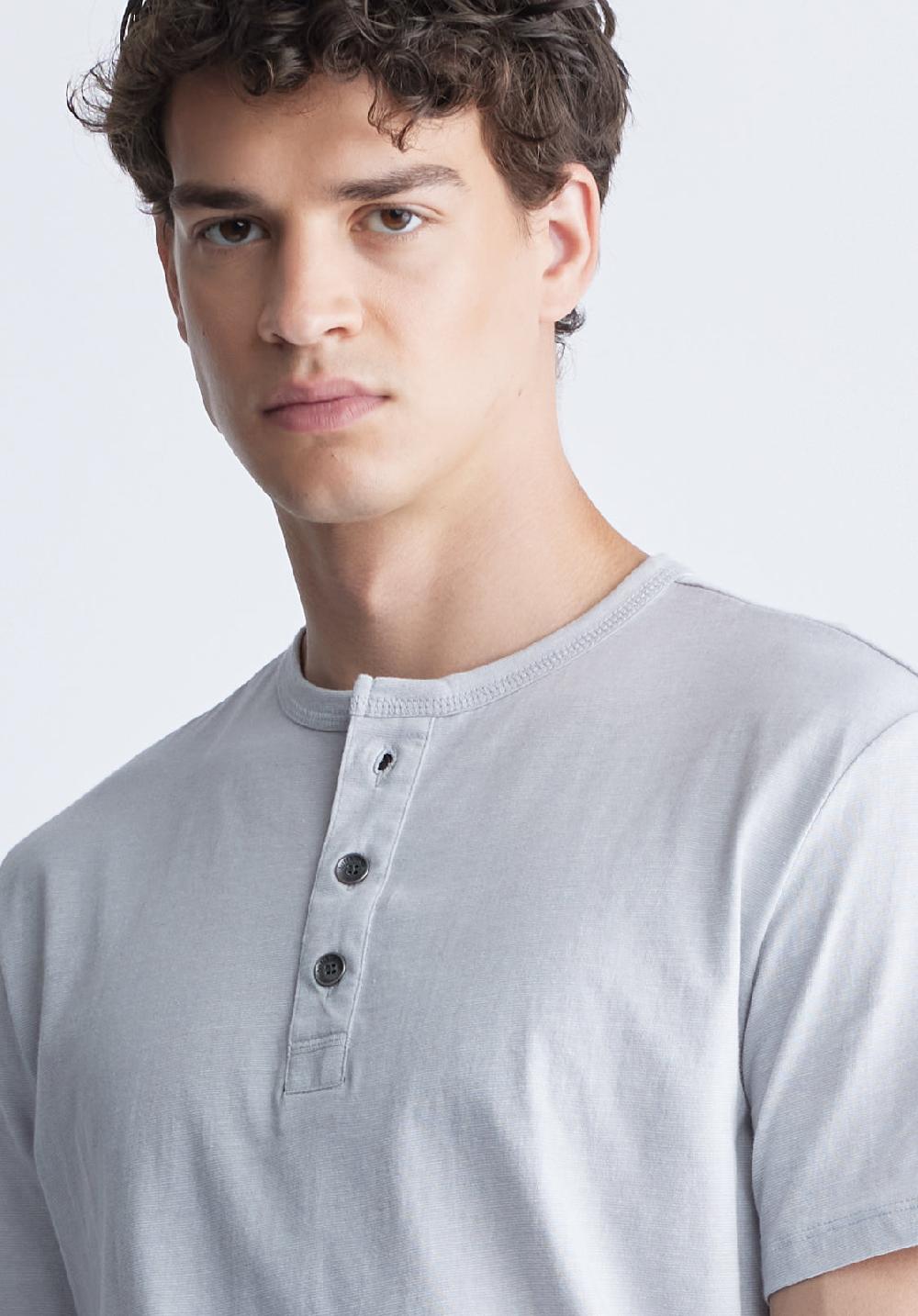 Buffalo David Bitton Kandy Men's Short Sleeve Henley Light Grey
