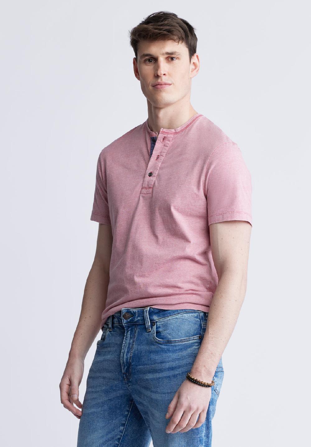 Buffalo David Bitton Kandy Men's Short Sleeve Henley Light Pink