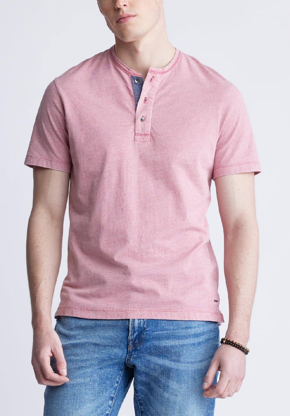 Buffalo David Bitton Kandy Men's Short Sleeve Henley Light Pink