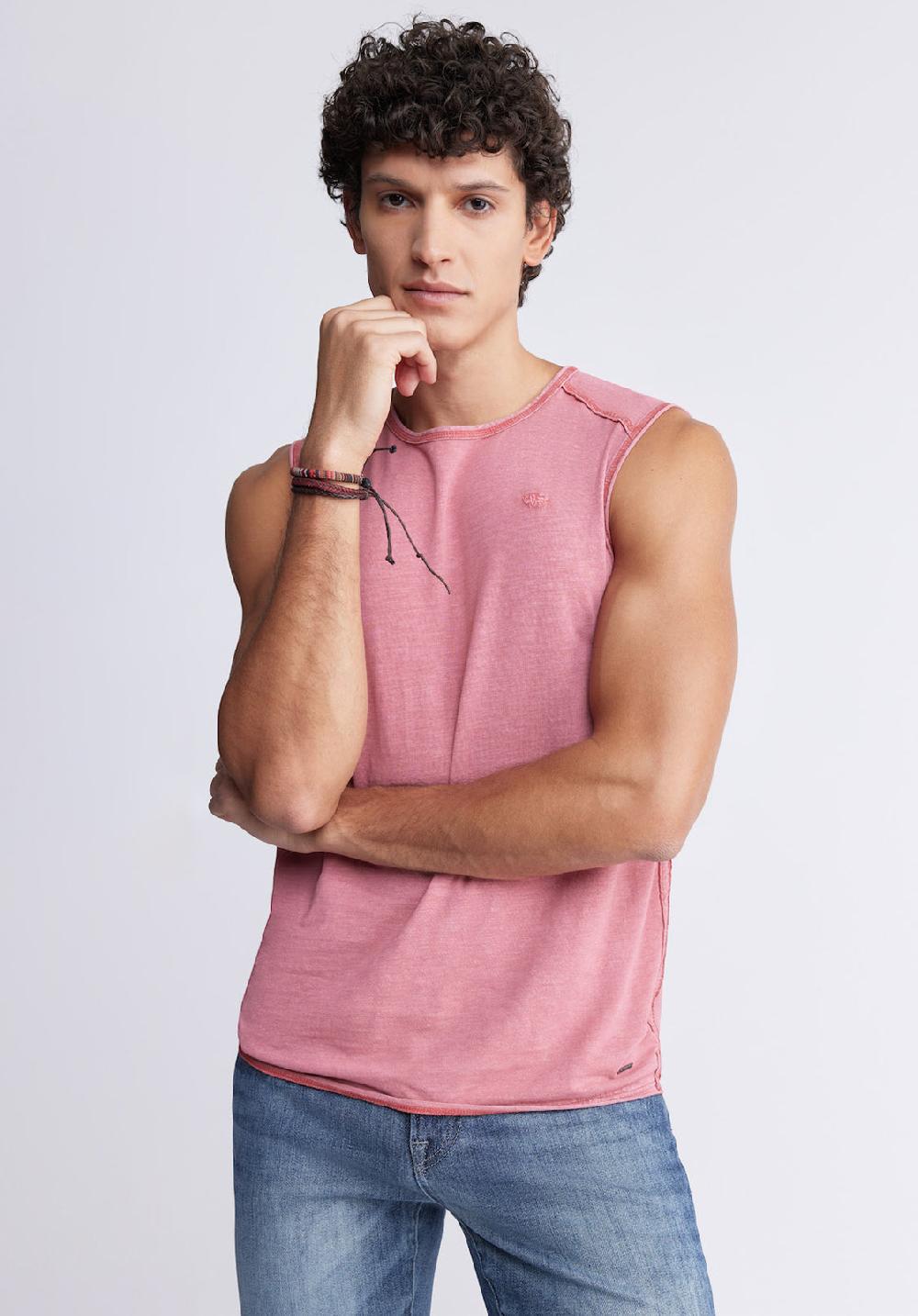 Buffalo David Bitton Karmola Men's Sleeveless Shirt In Mineral Red