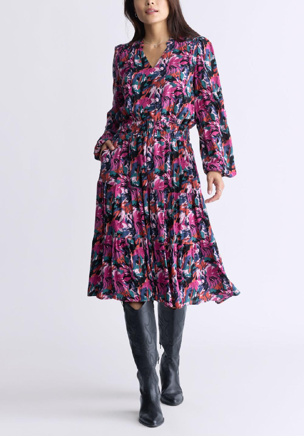 buffalo david bitton Karrigan Women's Long-Sleeved Midi Dress Pink Floral