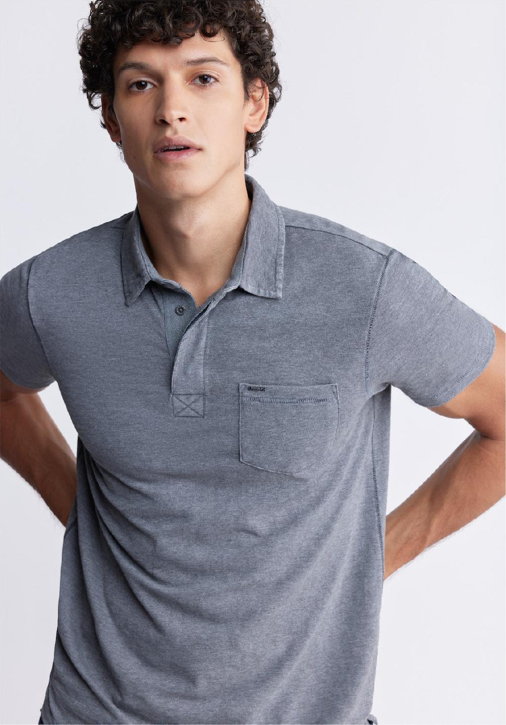 Buffalo David Bitton Kasper Men's Short Sleeve Polo In Charcoal Grey