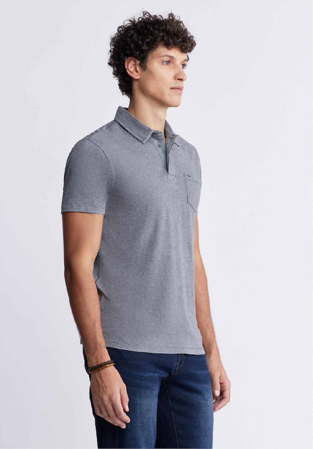 Buffalo David Bitton Kasper Men's Short Sleeve Polo In Charcoal Grey