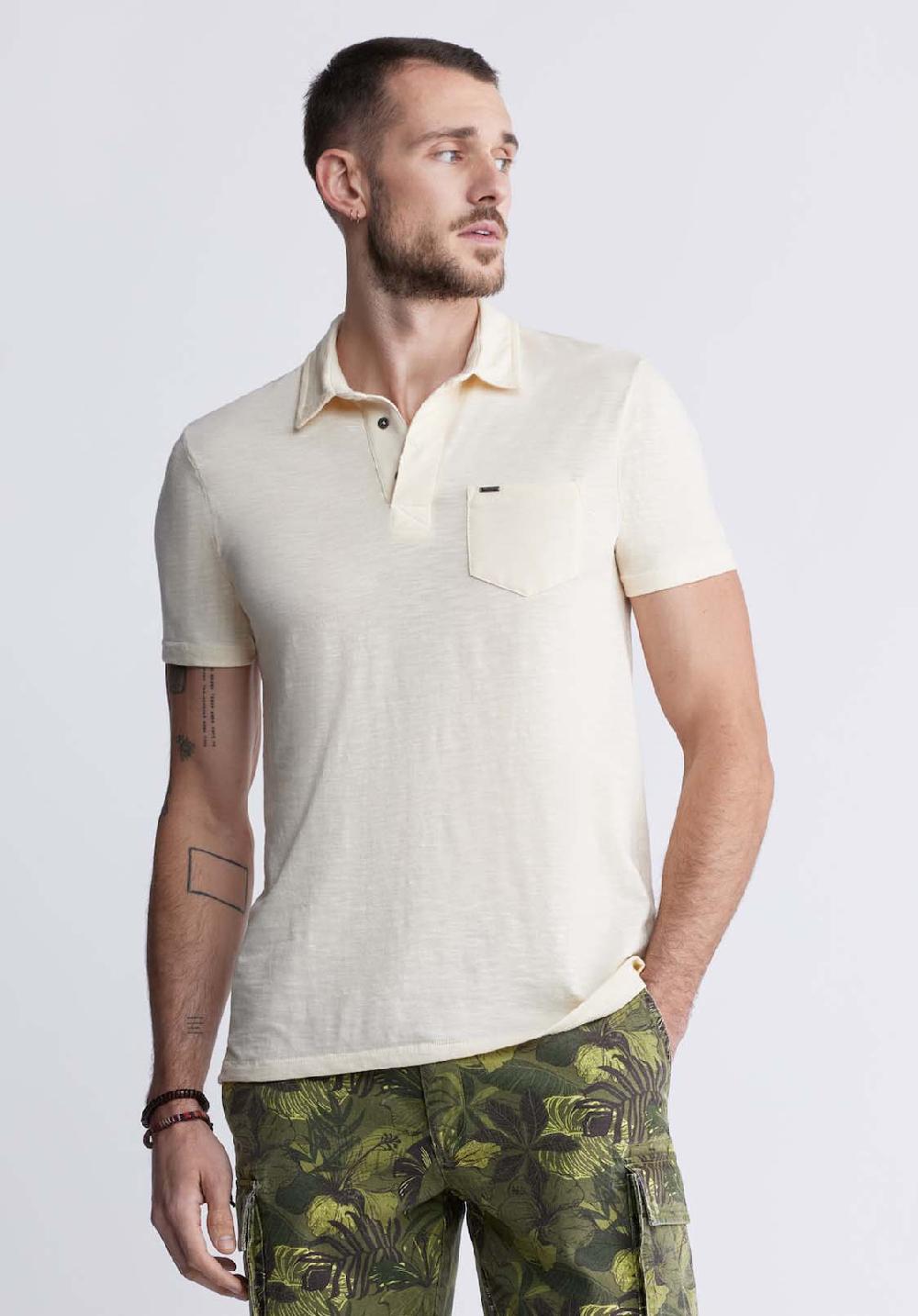 Buffalo David Bitton Kasper Men's Short Sleeve Polo In Whitecap Grey