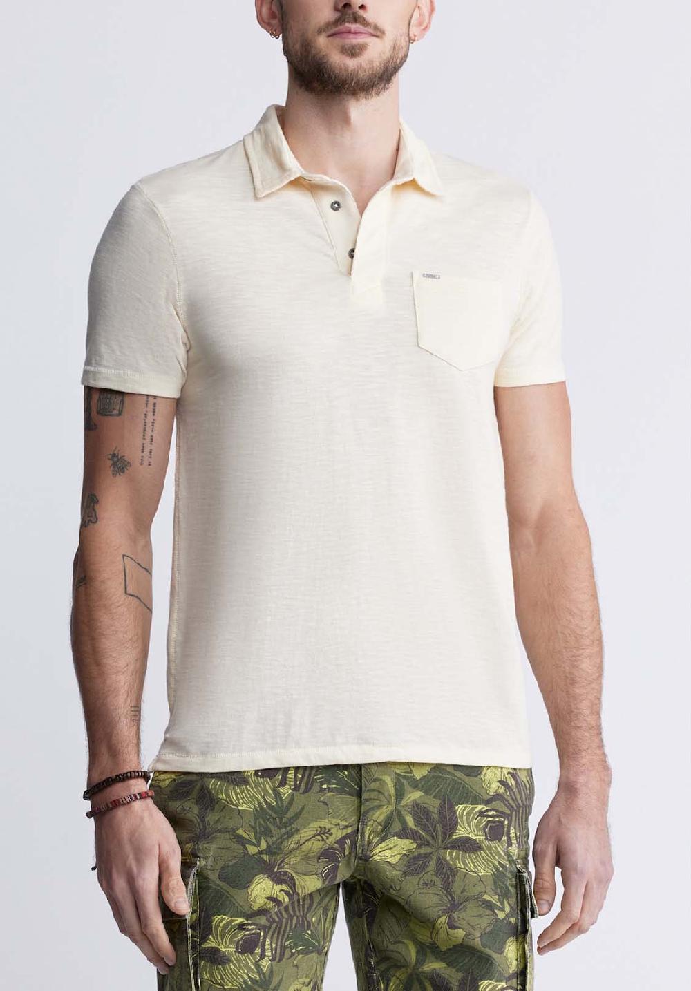 buffalo david bitton Kasper Men's Short Sleeve Polo in Whitecap Grey