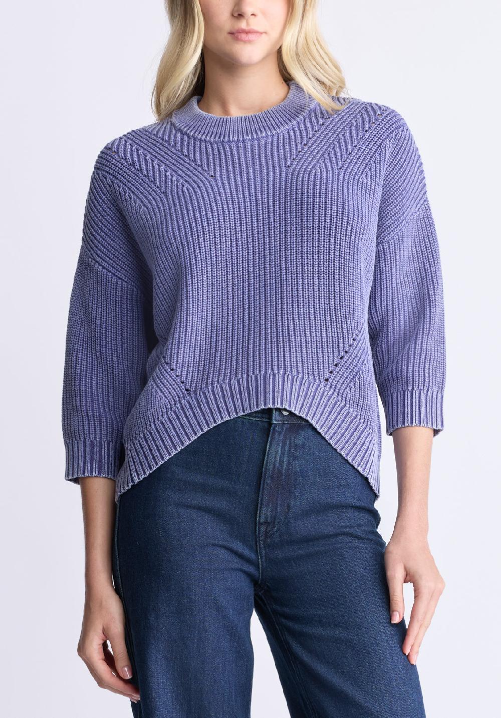 buffalo david bitton Kassanda Women's 3/4 Sleeve Knit Sweater Blue