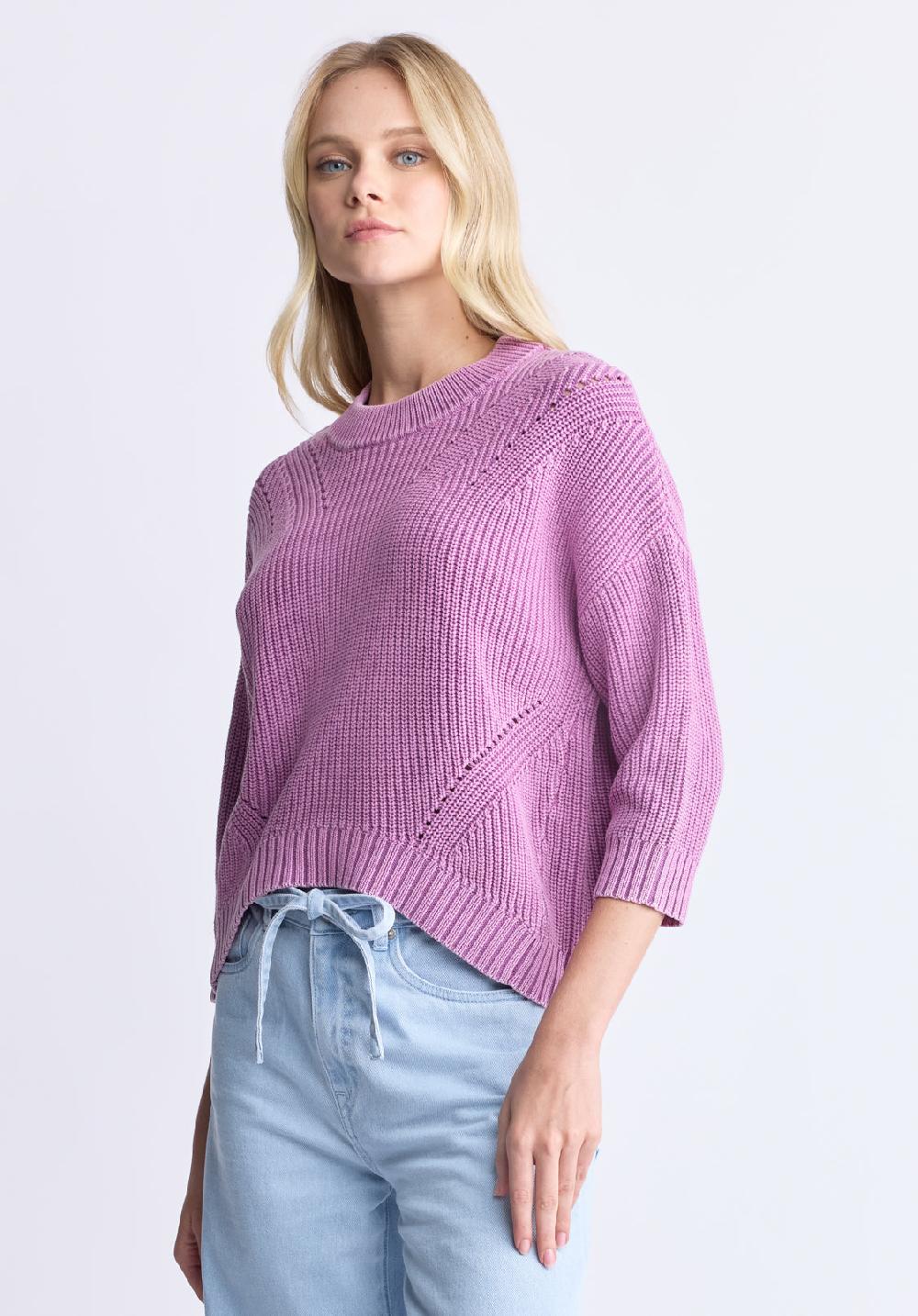 Buffalo David Bitton Kassanda Women's 3/4 Sleeve Knit Sweater Purple