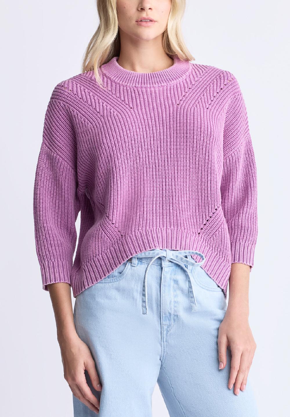 buffalo david bitton Kassanda Women's 3/4 Sleeve Knit Sweater Purple