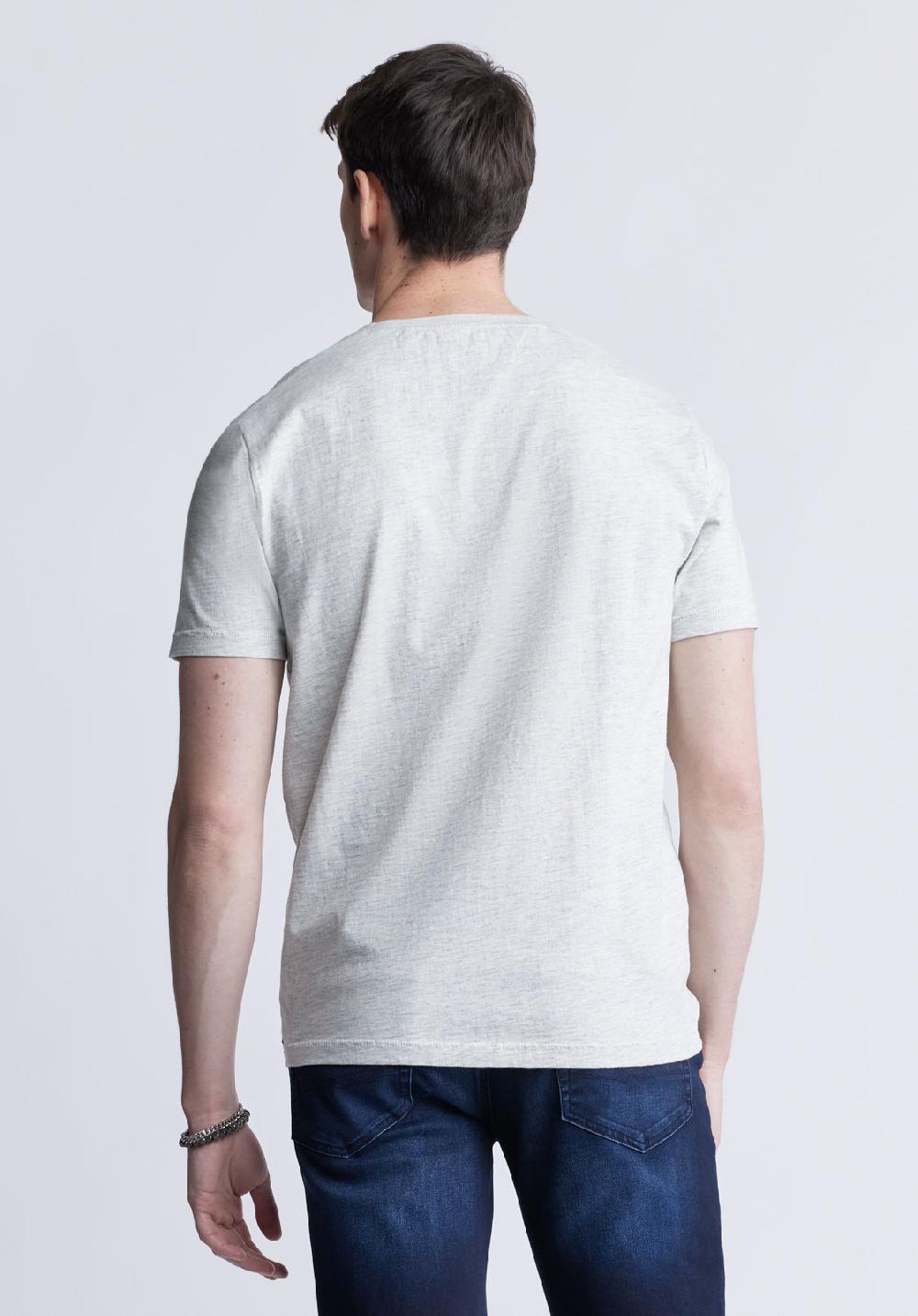 Buffalo David Bitton Kennel Men's T-shirt With Pocket Light Heather Blue