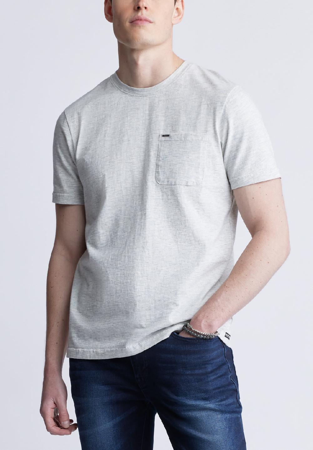 buffalo david bitton Kennel Men's T-shirt with Pocket Light Heather Blue