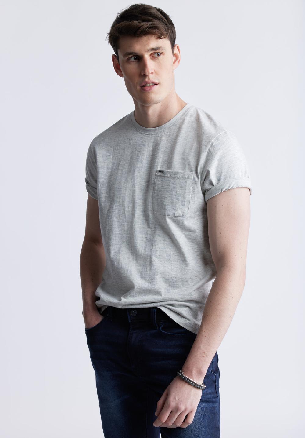 Buffalo David Bitton Kennel Men's T-shirt With Pocket Light Heather Blue