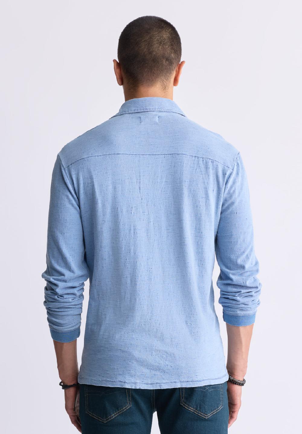 Buffalo David Bitton Kimmy Men's Long-Sleeve Polo With Pocket Blue