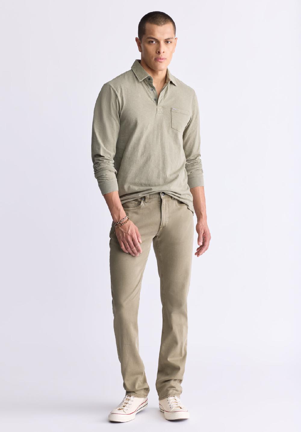 Buffalo David Bitton Kimmy Men's Long-Sleeve Polo With Pocket Rain Forest