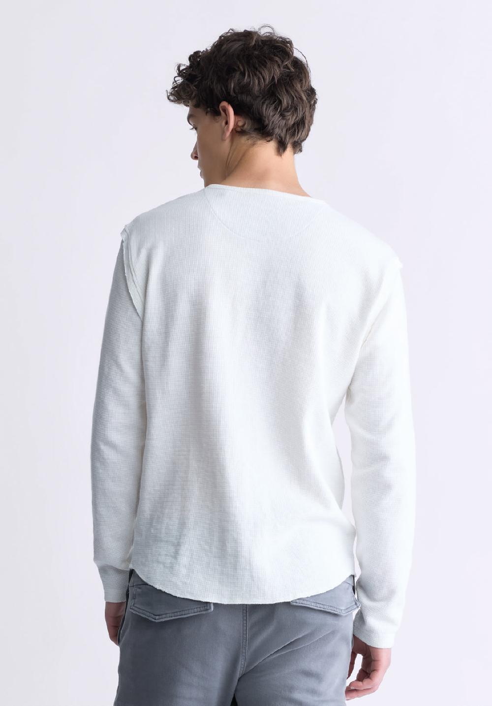 Buffalo David Bitton Kipato Men's Long-Sleeve Henley Top White