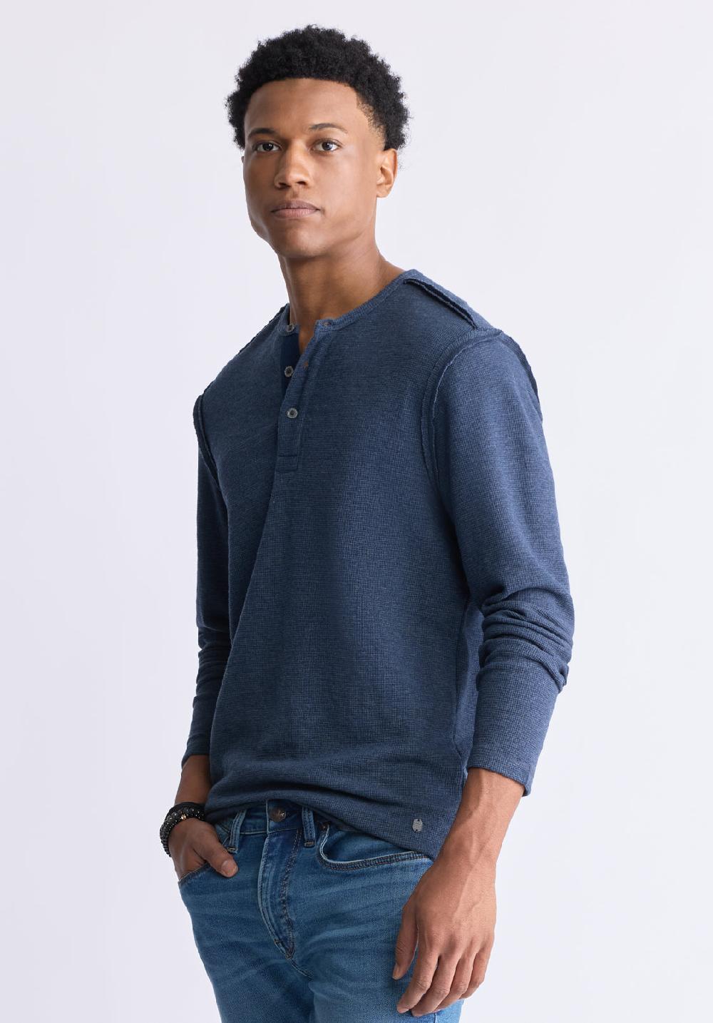 Buffalo David Bitton Kipato Men's Long-Sleeved Henley Top Whale