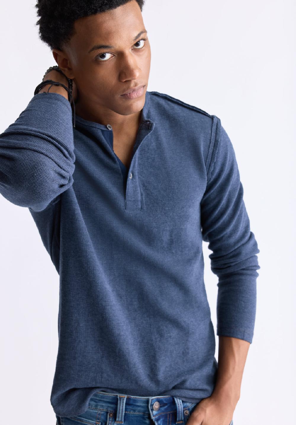 Buffalo David Bitton Kipato Men's Long-Sleeved Henley Top Whale