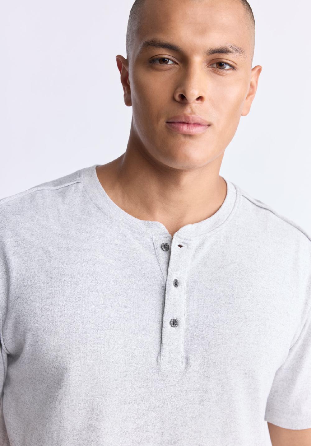 Buffalo David Bitton Kitfom Men's Short-Sleeve Henley Top Heather Grey