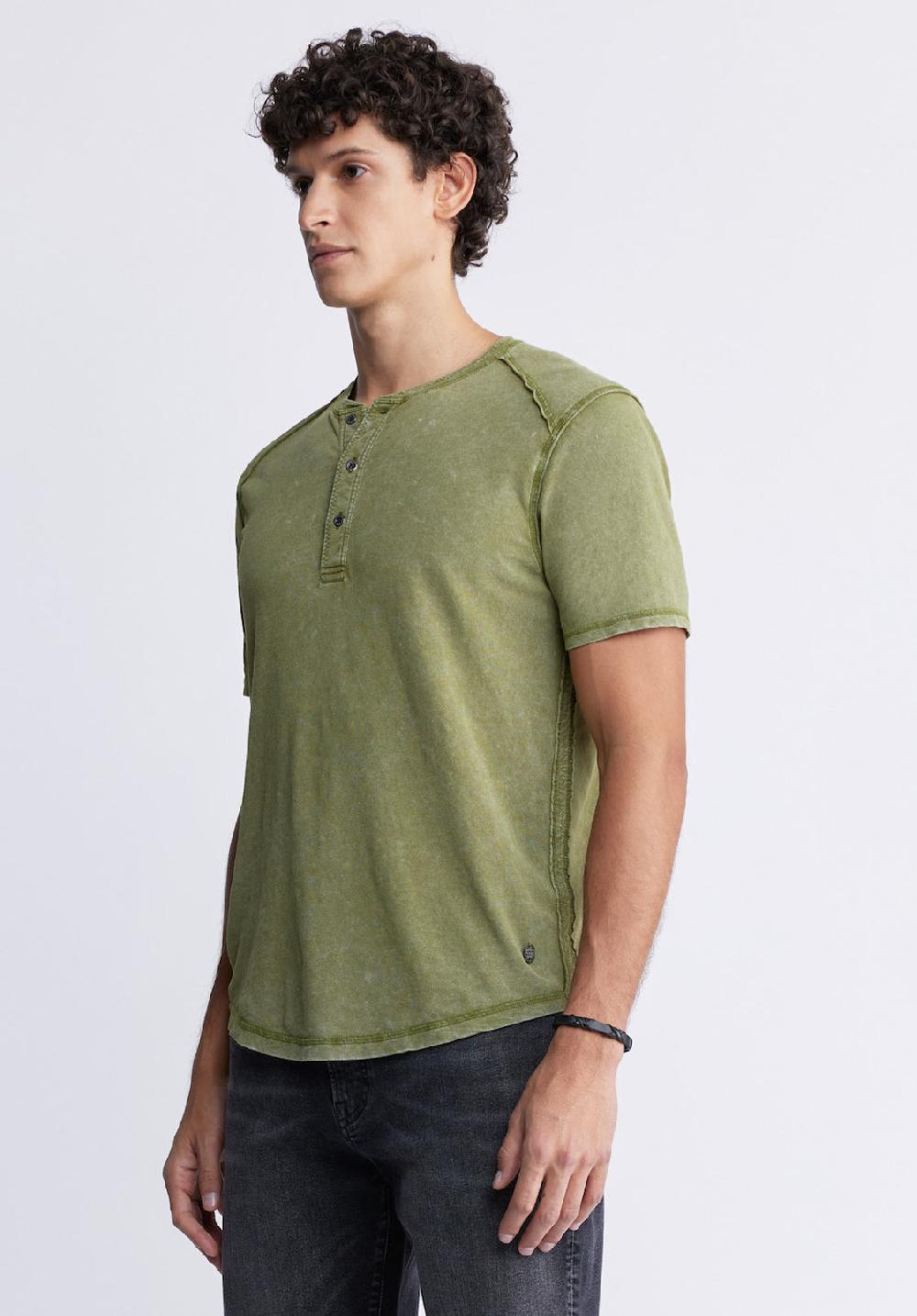 Buffalo David Bitton Kitte Men's Henley T-shirt In Green