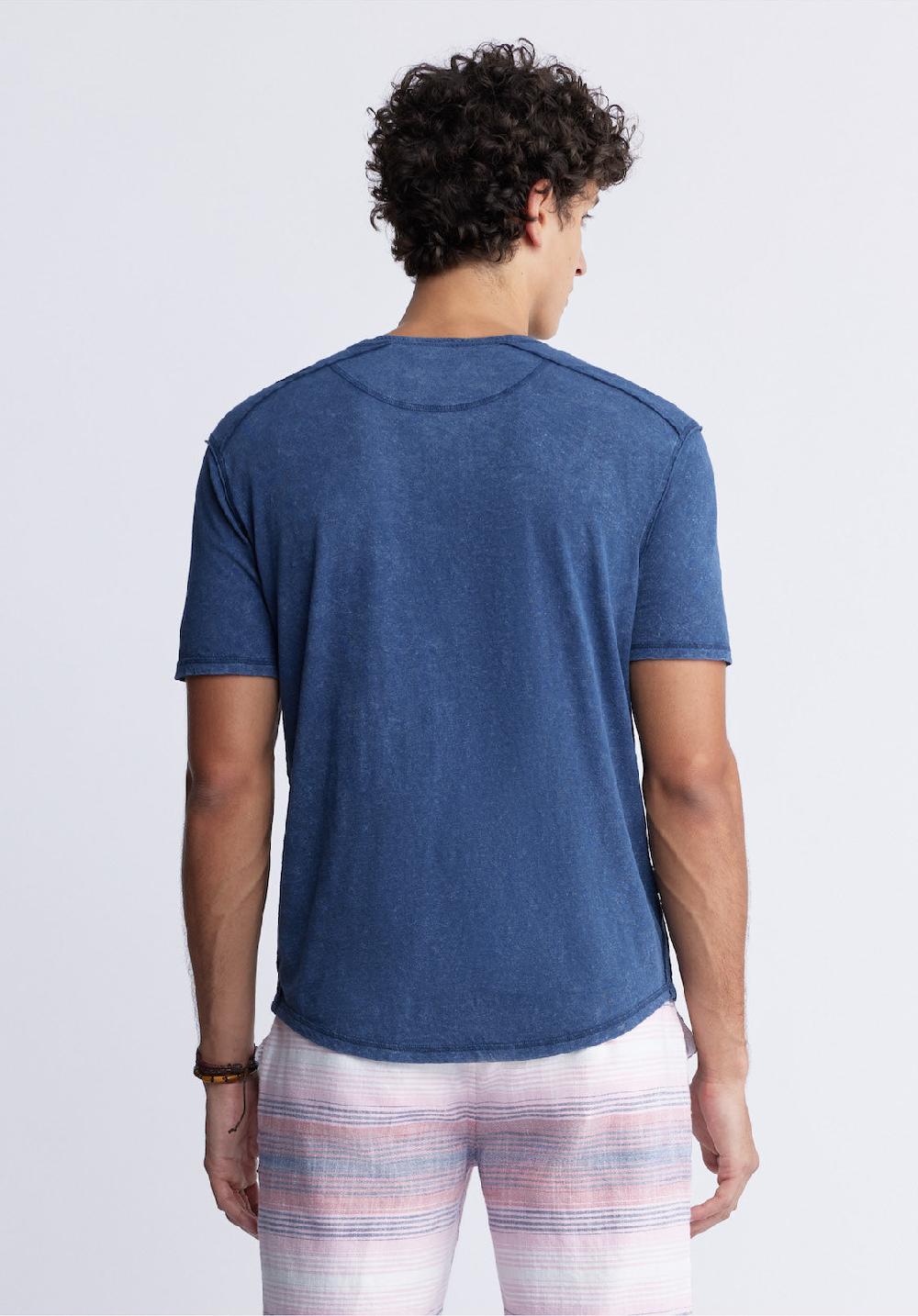 Buffalo David Bitton Kitte Men's Henley T-shirt In Whale Blue