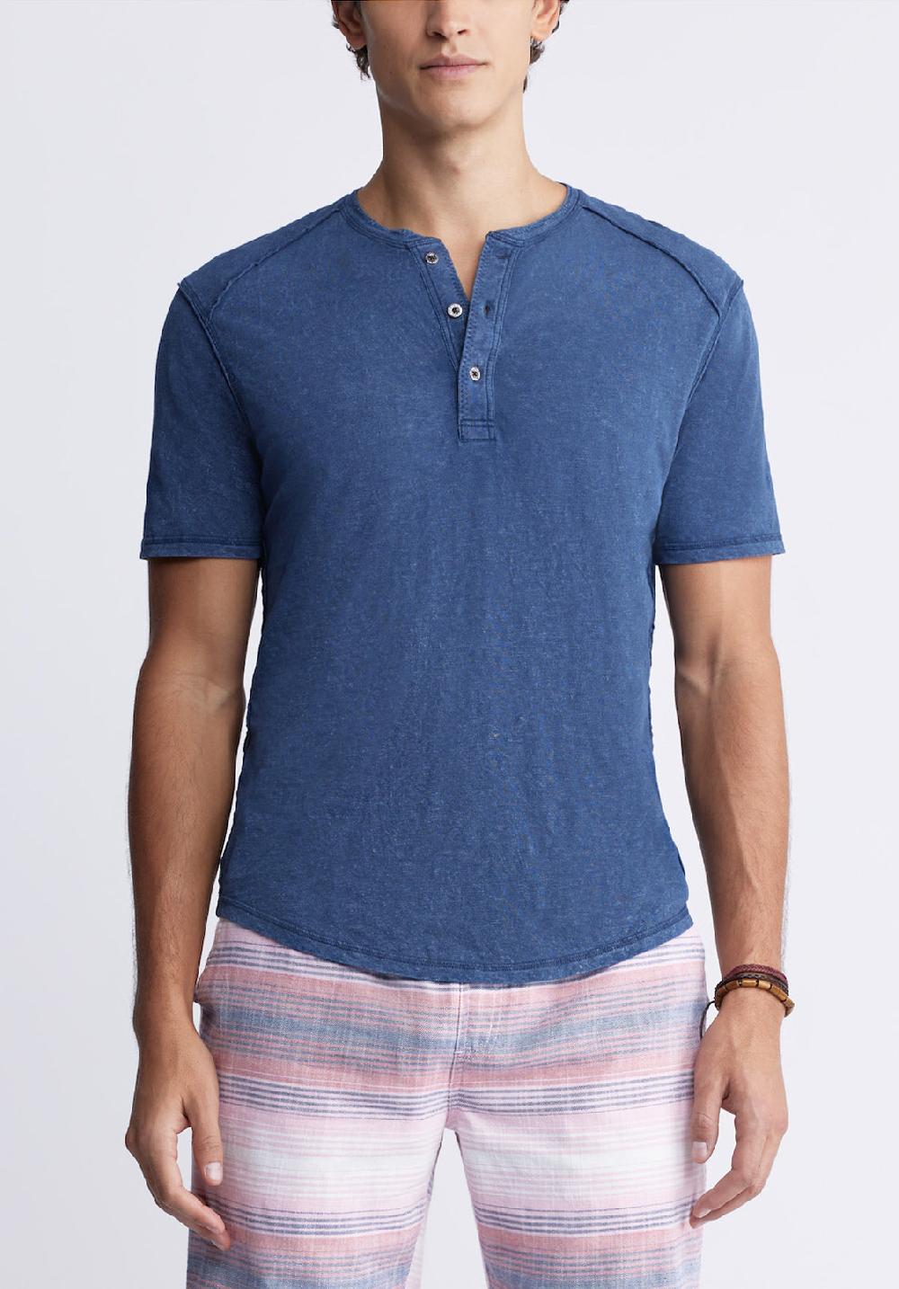 buffalo david bitton Kitte Men's Henley T-shirt in Whale Blue