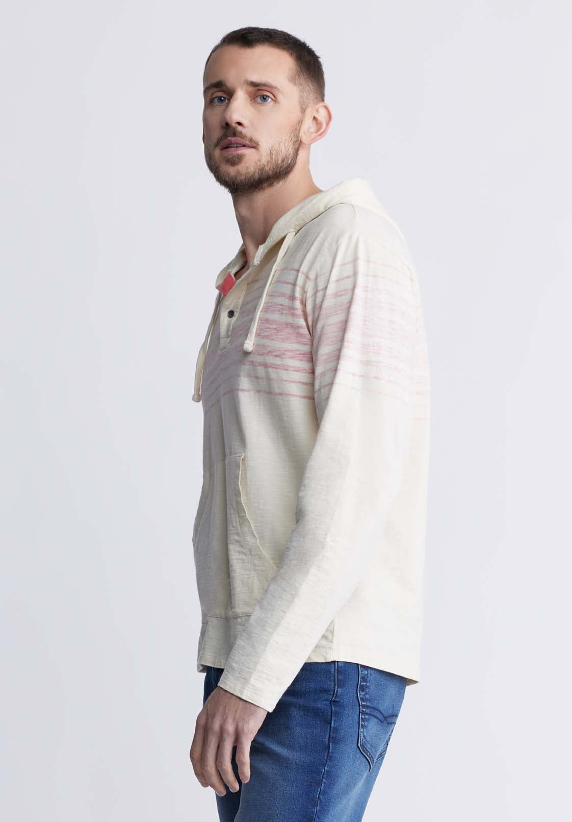 Buffalo David Bitton Kupid Men's Striped Hoodie In Whitecap Grey